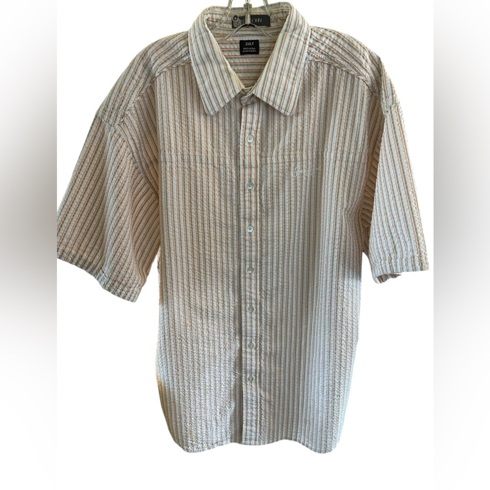 Men’s vintage Sean John shirt sleeve button down stripped casual shirt size 2XL